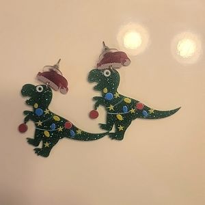 Christmas Dinosaur Earrings